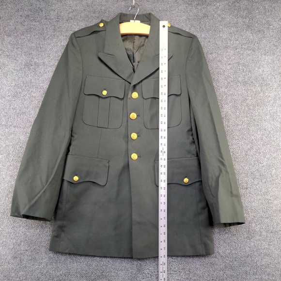 U.S. Army Men's Green Coat Size 38 Long Poly Wool Blend Dress Uniform Military - Picture 11 of 13